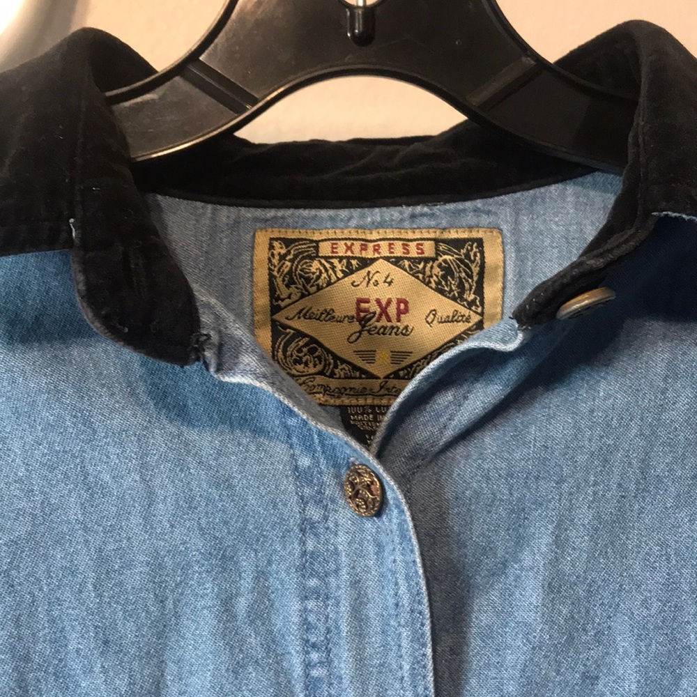 Vintage Express Velvet & Denim Shirt